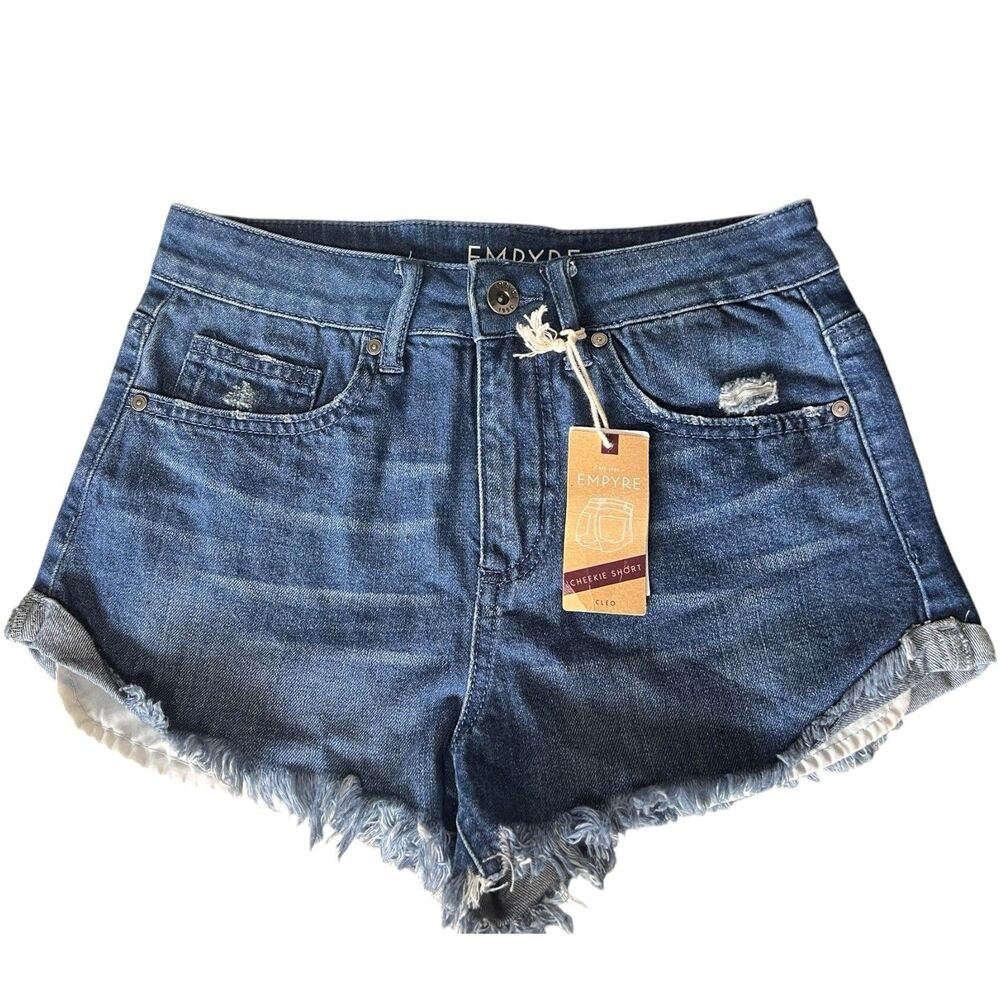 NWT Zumiez Empyre Cleo Denim Frayed Hem Shorts Size 3 Cheekie Shorts
